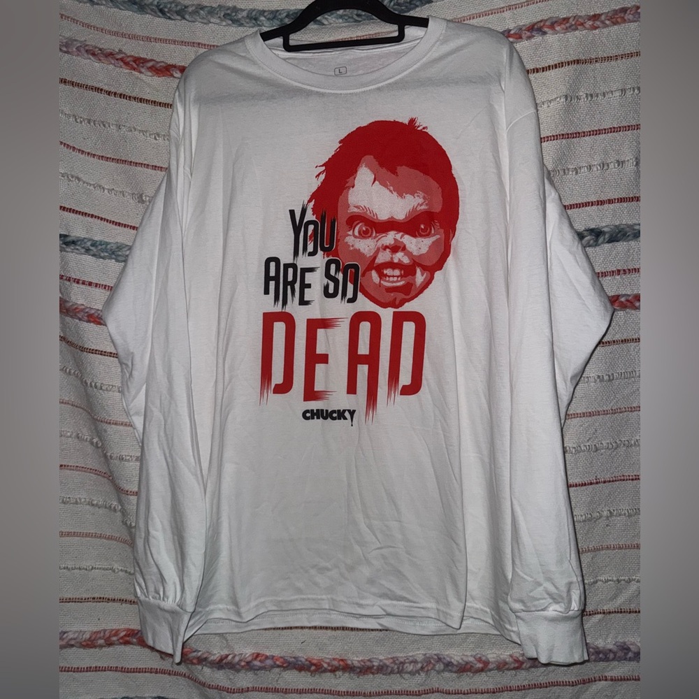 Chucky White and Red Long Sleeve Tee NWOT‎